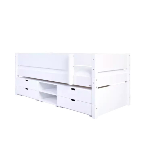 Manis-h ARN Letto a mezza altezza 90x200 cm con struttura a doghe e contenitore Biancaneve