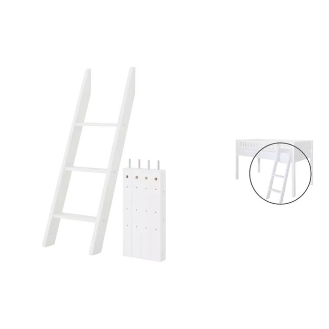 Manis-h posts for half loft bed and bunk bed incl. straight ladder Snow white with beech post