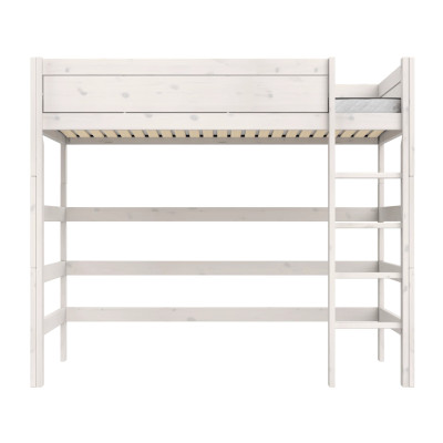 Letto a soppalco Lifetime Kidsrooms 120 cm, rete a doghe Deluxe con 28 stecche, whitewash