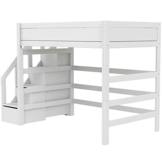 Lit superposé Lifetime Kidsrooms 120 cm, avec escalier, sommier à rouleau premium avec 23 lattes, blanc