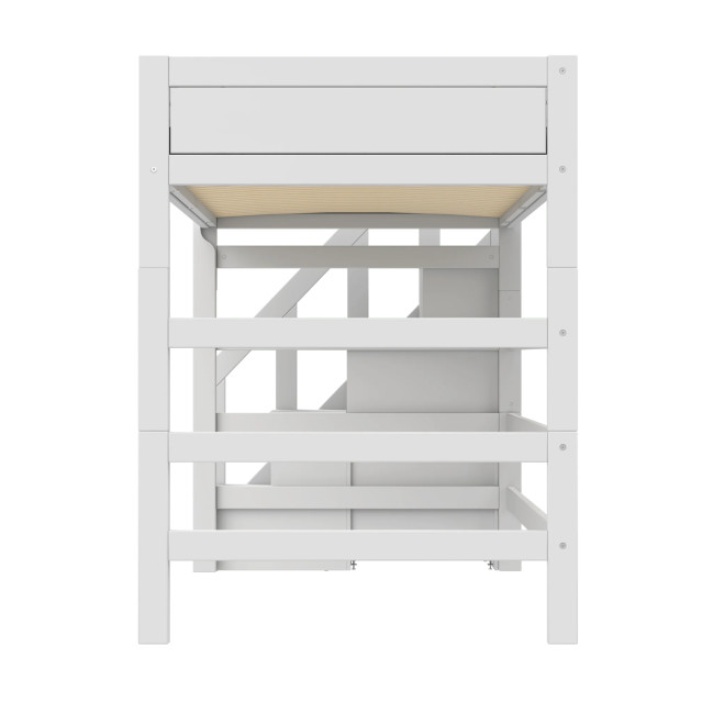 Letto a soppalco Lifetime Kidsrooms 120 cm, con scala, rete a doghe Deluxe con 28 stecche, bianco