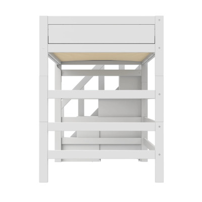 Lifetime Kidsrooms High Sleeper Bed 120 cm, with Staircase, Deluxe Slatted Base with 28 Slats, white