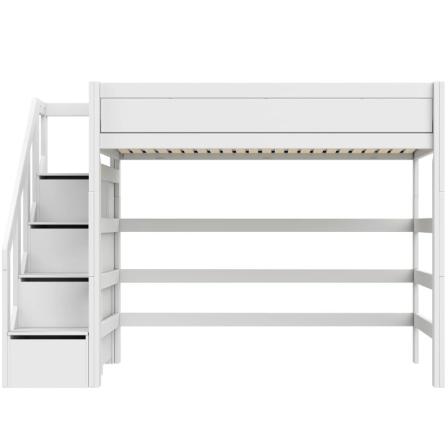 Letto a soppalco Lifetime Kidsrooms 120 cm, con scala, rete a doghe Deluxe con 28 stecche, bianco