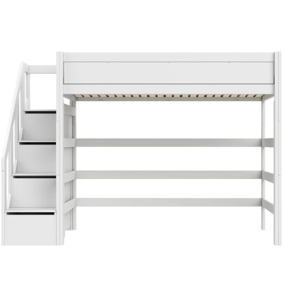 Lifetime Kidsrooms High Sleeper Bed 120 cm, with Staircase, Deluxe Slatted Base with 28 Slats, white