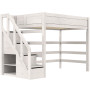 Letto a soppalco Lifetime Kidsrooms 120 cm, con scala, rete a doghe Deluxe con 28 stecche, whitewash