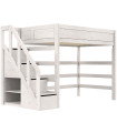 Lit superposé Lifetime Kidsrooms 120 cm, avec escalier, sommier à lattes deluxe avec 28 lattes, whitewash