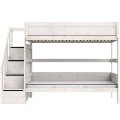 Letto a castello Lifetime Kidsrooms 120 cm, con scala, rete a doghe Deluxe con 28 stecche, whitewash