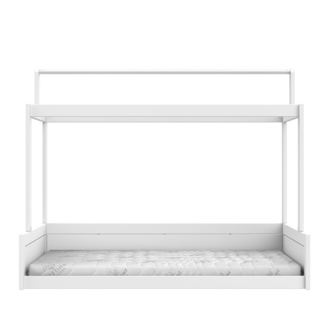 Lit Montessori 120 Lifetime avec structure de toit incl. Sommier à lattes Premium Blanc