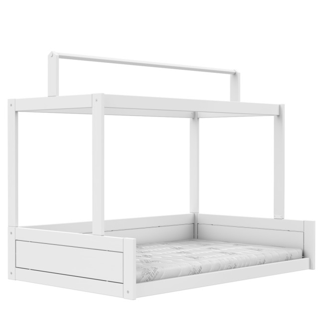 Lit Montessori 120 Lifetime avec structure de toit incl. Sommier à lattes Premium Blanc