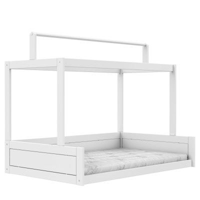 Lifetime Montessori Bett 120 mit Dachkonst. inkl. Lattenrost Premium Weiss