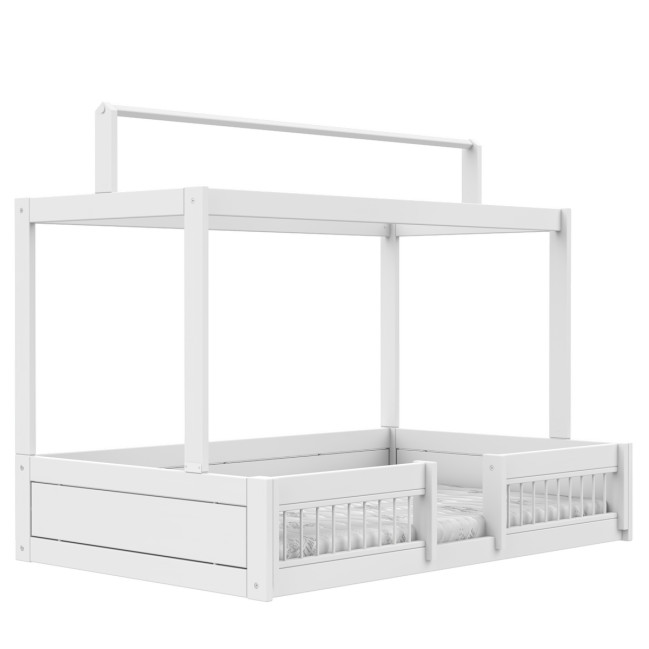 Lifetime Montessori Hausbett 120 mit Absturzsicherung inkl. Lattenrost Premium Weiss