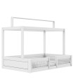 Letto a baldacchino 120 Montessori Lifetime con protezione anti-caduta, incl. doghe Premium Bianca