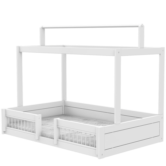 Lifetime Montessori house bed 120 with fall guard, incl. Premium slatted base White