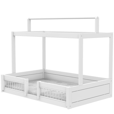Lifetime Montessori house bed 120 with fall guard, incl. Premium slatted base White