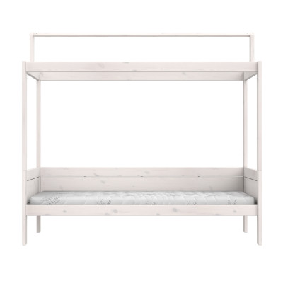 Lifetime Lit à baldaquin 90x200cm pour toit en tissu avec sommier, whitewash