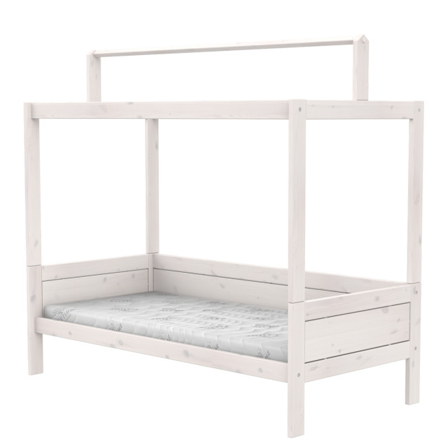 Letto a baldacchino Lifetime 90x200cm con costruzione del tetto per tetto in tessuto e calce del pavimento a rulli