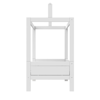 Letto a baldacchino Lifetime con struttura a tetto per tetto in tessuto e struttura a doghe deluxe bianca