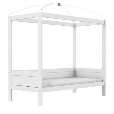 Lifetime Himmelbett mit Rollboden Weiss Lackiert