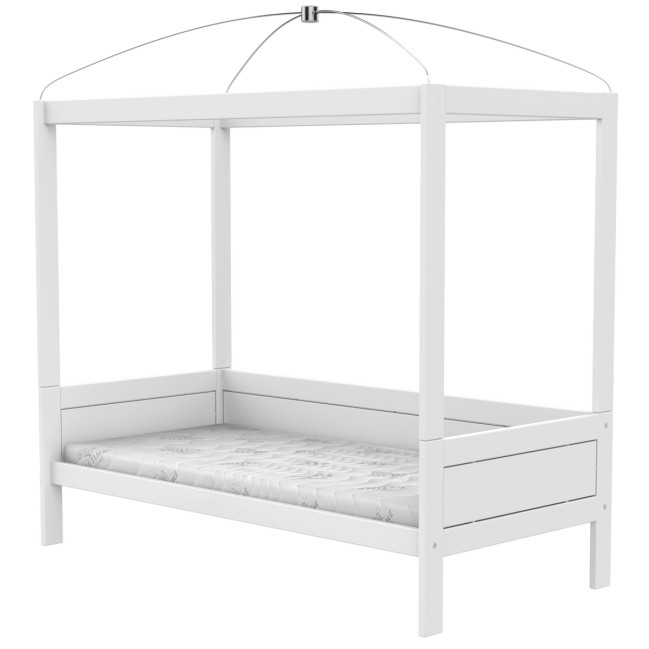 Letto a baldacchino Lifetime con pavimento a rullo Laccato bianco