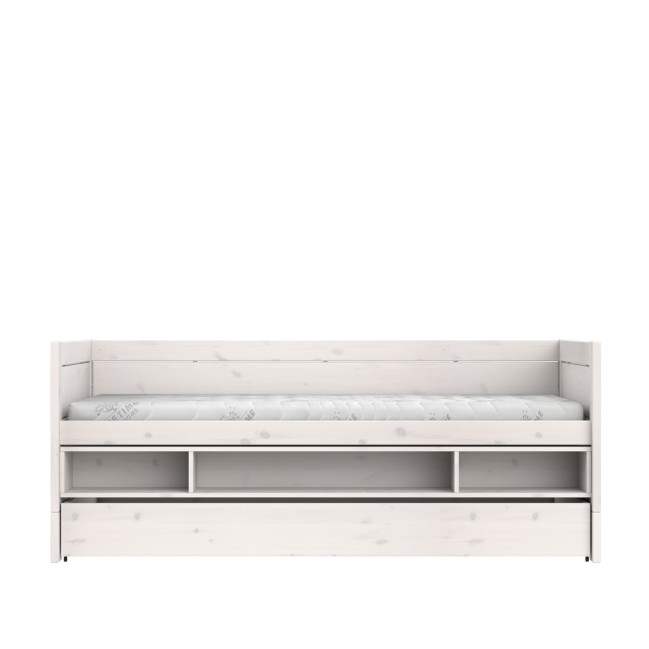 Lit de couchage Lifetime 90x200 avec rangement et sommier whitewash