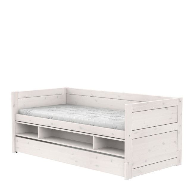 Letto a castello Lifetime 90x200 con scaffale e contenitore whitewash