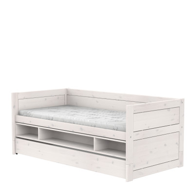 Lifetime Loft Bed 90x200 with Shelf & Storage Drawer - Whitewash