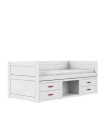 Lifetime Cabin Bed with Shelves and Drawers, Standard Slatted Bed Base in White