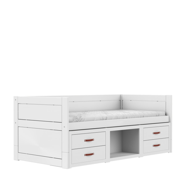 Lifetime Cabin Bed with Shelves & Drawers, Deluxe Slatted in White Finish