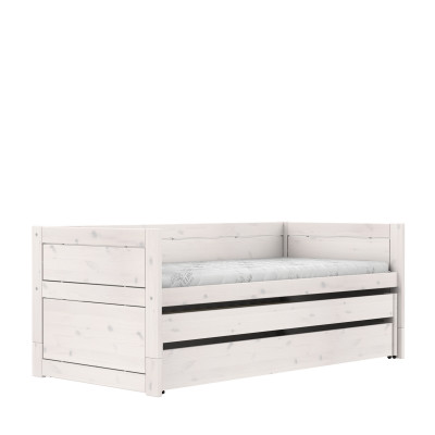 Lifetime bunk bed with guest bed, bed box and standard slatted bed base, whitewash