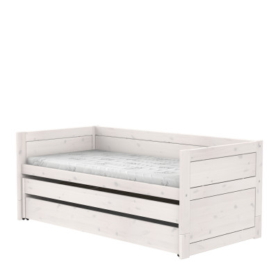 Lifetime bunk bed with guest bed, bed box and standard slatted bed base, whitewash