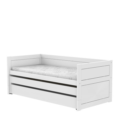 Lifetime bunk bed 90x200 with guest bed and drawer, premium slatted frame in white
