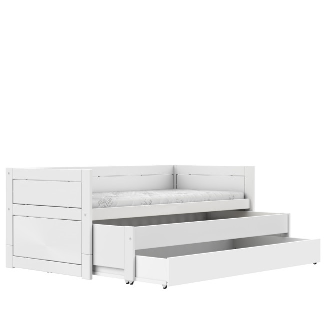 Lifetime Kojenbett 90x200 mit Gästebett und Schublade, Premium-Lattenrost in weiss