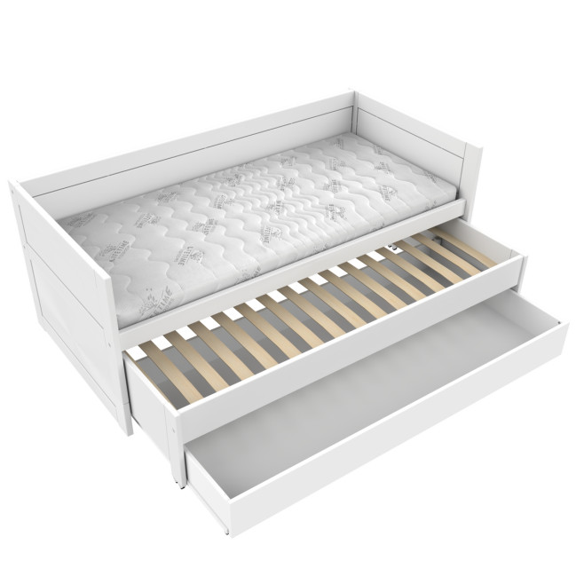 Lifetime Kojenbett 90x200 mit Gästebett und Schublade, Premium-Lattenrost in weiss