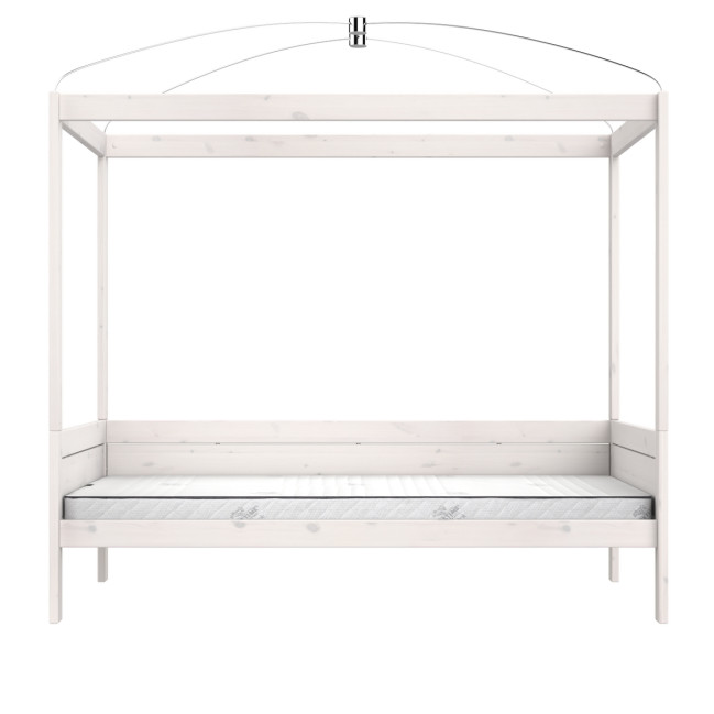 Letto a baldacchino Lifetime Original 120 x 200 cm con rete a rotolo premium whitewash