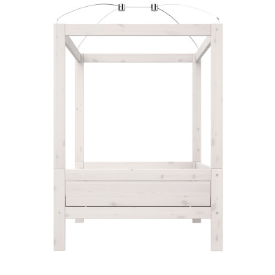 Lifetime Original four-poster bed 120 x 200 cm with premium rollaway base whitewash