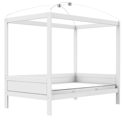Lifetime Original Lit à baldaquin 120 x 200 cm avec sommier roulant premium, blanc