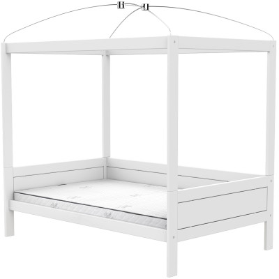 Lifetime single bed with canopy 120 x 200 cm with premium rollaway base white