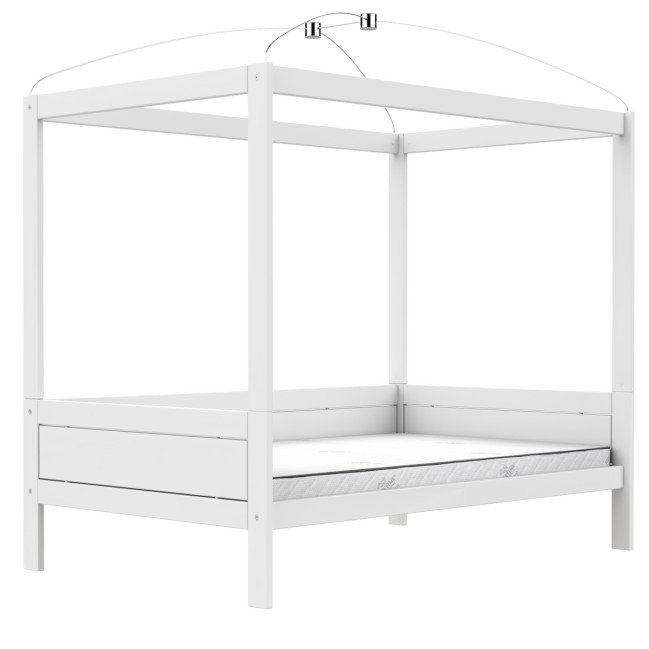 Lifetime Original four-poster bed 120 x 200 cm with deluxe slatted frame white