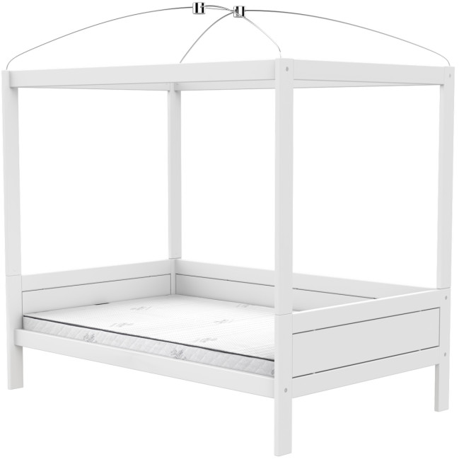 Lifetime Original four-poster bed 120 x 200 cm with deluxe slatted frame white