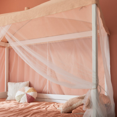 Lifetime single bed with canopy sweet pink 120 x 200 cm with slatted frame standard white