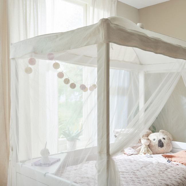 Lifetime single bed with canopy Dreamy White 120 x 200 cm with slatted frame standard white