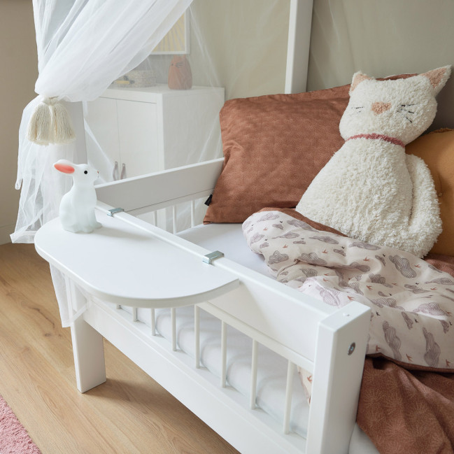 Lifetime Lit simple avec ciel Cat & Bow Canopy 90 x 200 avec sommier à lattes premium blanc