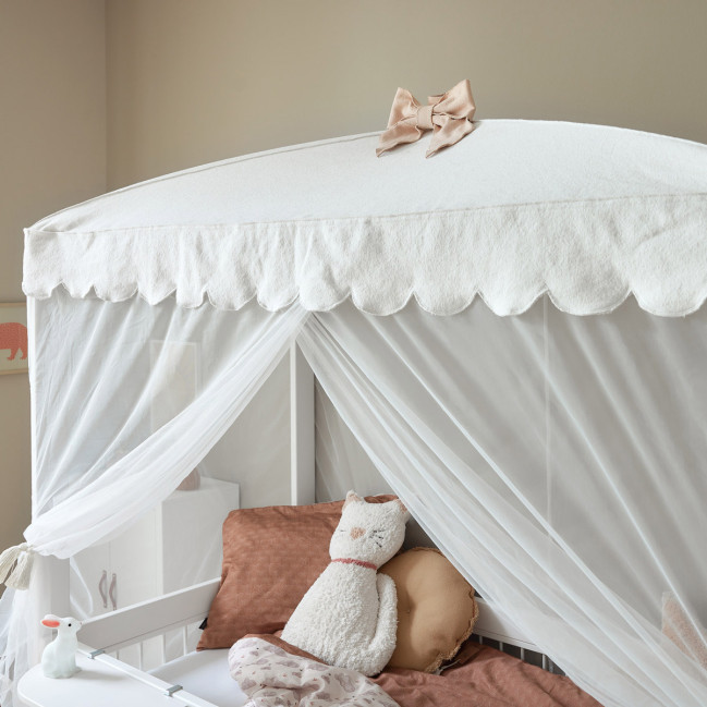 Lifetime Lit simple avec ciel Cat & Bow Canopy 90 x 200 avec sommier à lattes premium blanc