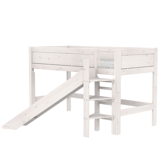 Lifetime Lit mezzanine mi-hauteur échelle droite avec sommier, whitewash