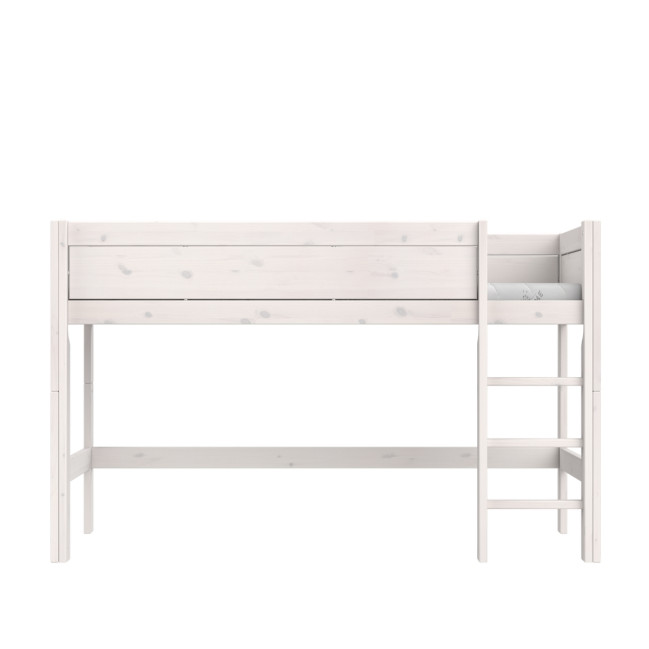 Lifetime Lit mezzanine mi-hauteur échelle droite avec sommier Luxe, whitewash