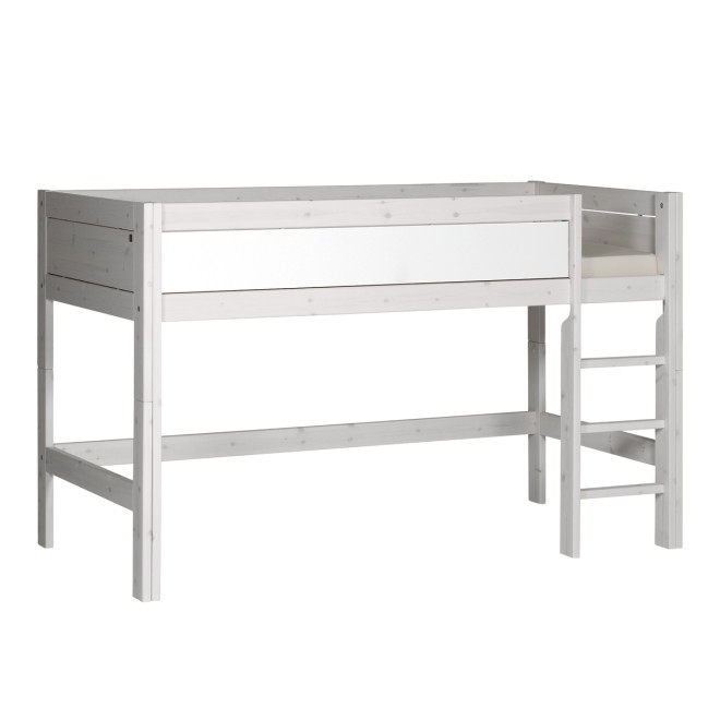 Lifetime Lit mezzanine mi-hauteur échelle droite avec sommier Luxe, whitewash