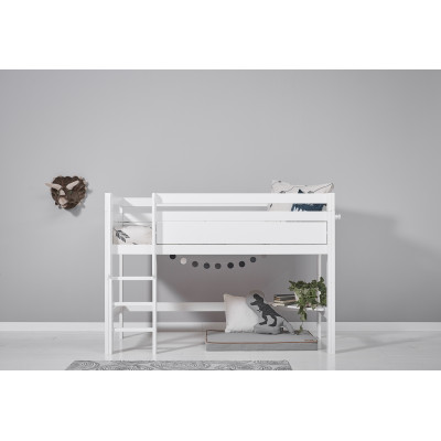 Lifetime Lit mezzanine mi-hauteur échelle droite avec sommier Luxe, blanc