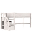 Lifetime Kidsrooms Halbhohes Bett mit Treppe und Deluxe Lattenrost 128 x 257 x 102 cm whitewash