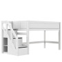Lifetime Kidsrooms Halbhohes Bett mit Treppe und Deluxe Lattenrost weiss