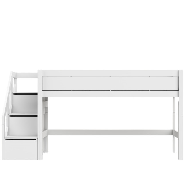 Lifetime Kidsrooms Half-height bed with stairs and premium slatted frame white